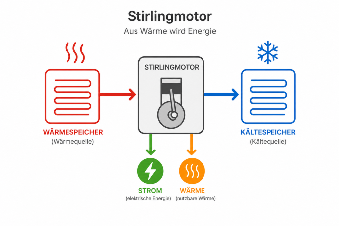 Der Sirlingmotor für die Rückverstromung